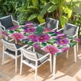 thumbnail image 2 of Purple Flowers Table Cloths for 6 Foot Rectangle Tables, Spring Watercolor Floral Leaves Botanical Beige Patio Waterproof Elastic Fitted Tablecloths, Washable Rectangular Table Cover for Camping, 2 of 8