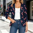 thumbnail image 4 of EANJE Women Christmas Graphic Open Front Cardigan, 3/4 Sleeve Loose Lightweight Shrug, Casual Printed Thin Knit Layering Top Navy M, 4 of 6