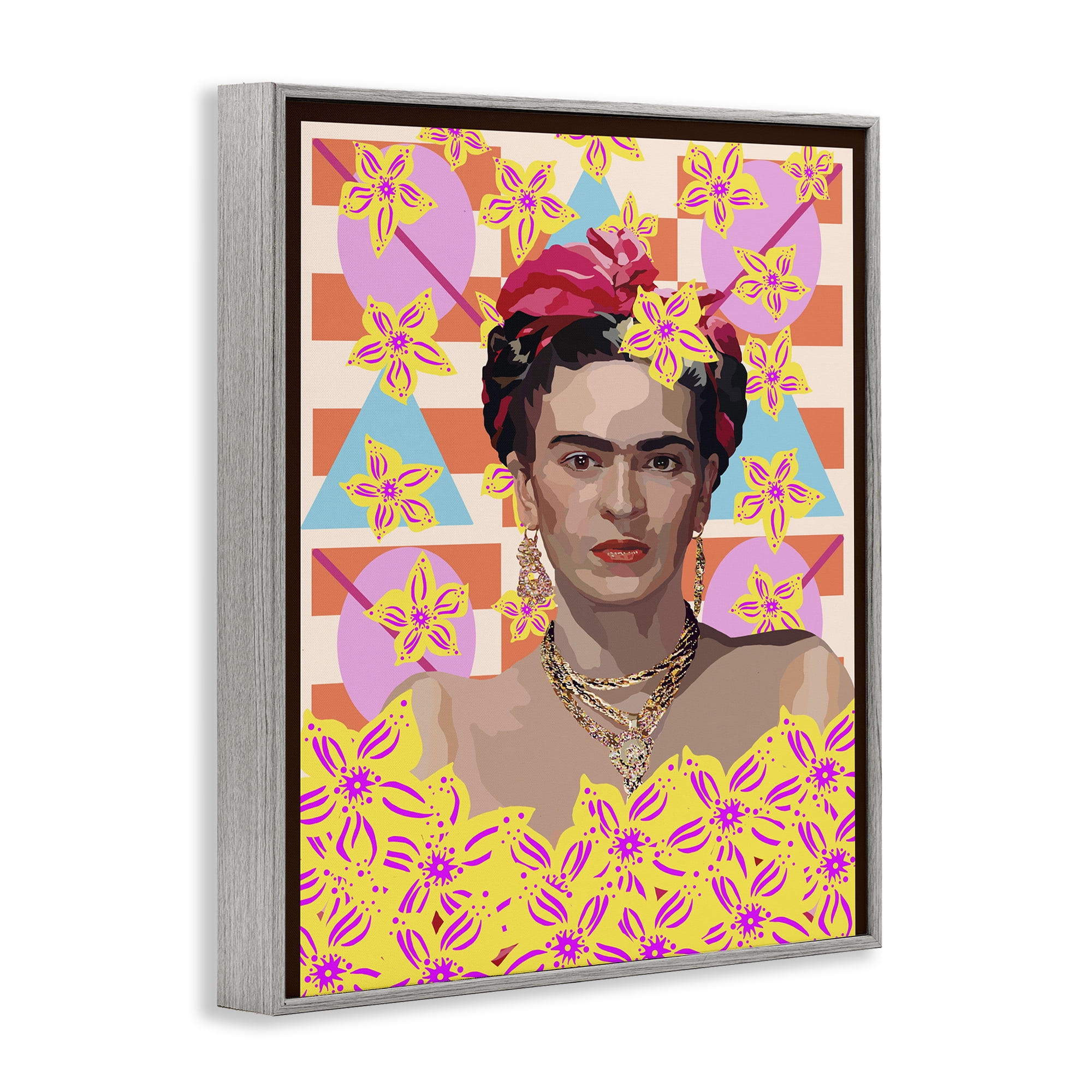 Frida's Floral Journey Gray Framed Giclee Art, design by Lynnda Rakos