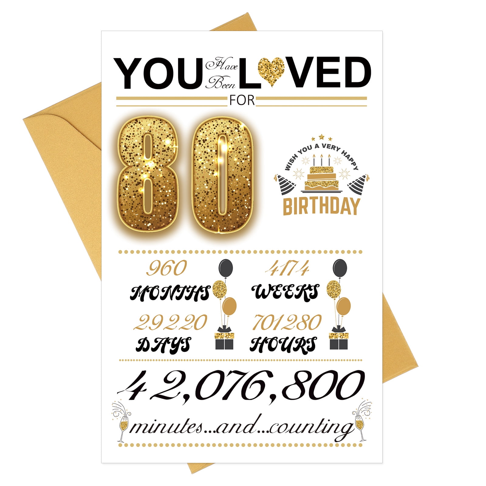 85th Birthday Card For Him - Navy Blue & Gold Cake Design Blank Inside Card (150x150mm)