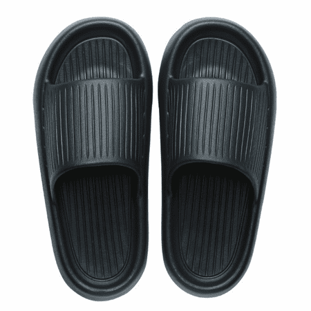 

Wish Non-Slip Thick Sole Slippers Massage Foam Bathroom Slippers Super Soft Good Resilience Quick-Dry Home Slippers for Women and Men-Black S1137