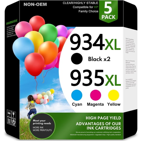 934XL 935XL Ink Cartridge Compatible for 934 935 Ink Cartridge Combo Pack for Printers（5 Pack）