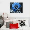 thumbnail image 4 of JEUXUS  Blue Rose Canvas Wall Art Black and White Flowers Painting Royal Blue Floral Picture Ready to Hang for Bathroom Bedroom Kitchen Wall Decor, 4 of 4