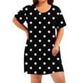 thumbnail image 5 of Feancey Plus Size Mini Dresses for Women Polka Dot Casual Short Sleeve Nightgowns Soft Cute Round Neck Sleep Dress Loose Nightdress Black 4XL, 5 of 8