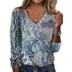 thumbnail image 1 of Camiseta de mujer con cuello en V, camiseta étnica, blusa tipo túnica de moda, jersey de mujer, Tops sueltos de manga larga, 1 of 2