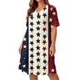 thumbnail image 6 of QUNYINEY Plus Size Dresses for Women Patriotic Independence Day Midi Short Sleeve A Line Dress with Pockets Summer V-Neck Loose Fit Dresses, 6 of 8