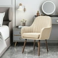 thumbnail image 4 of Gymax Set of 4 Accent Chairs Fabric Upholstered Armchairs w/Wooden Legs Beige, 4 of 10