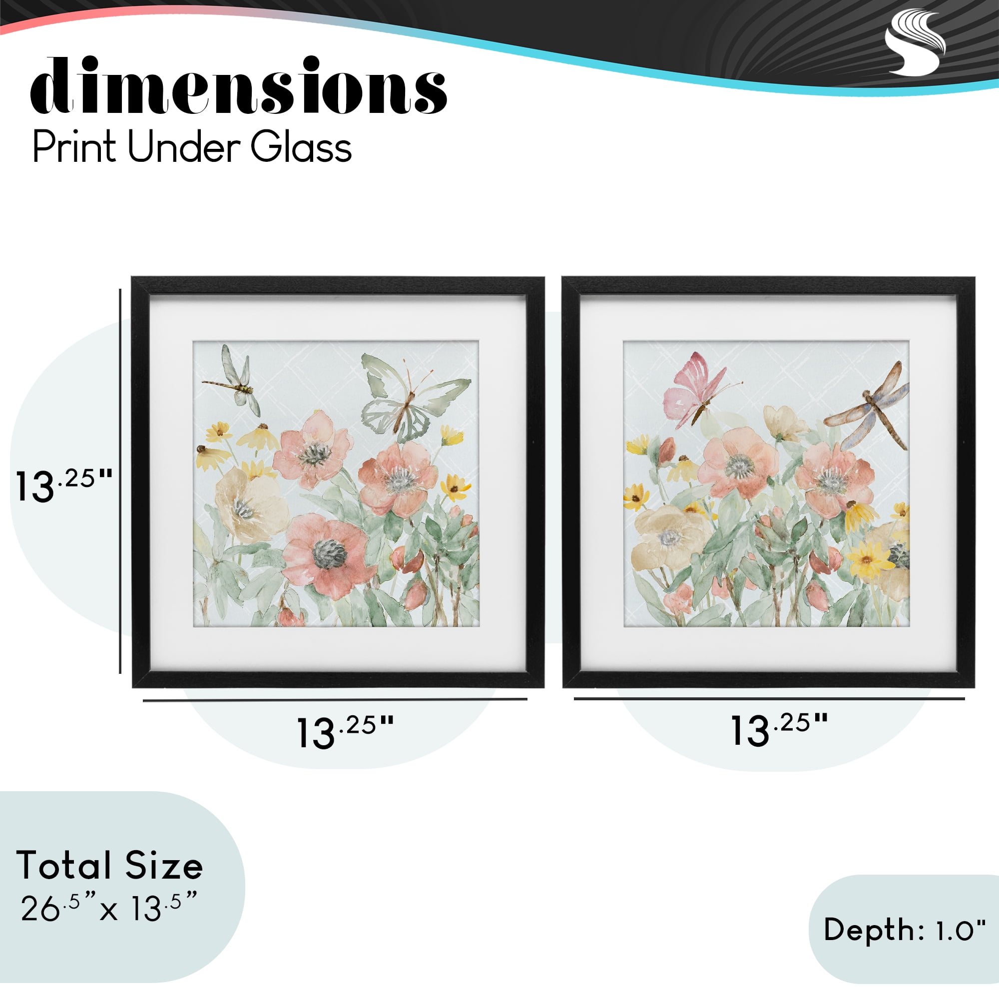 Stupell Industries Delicate Garden Joy 2 Piece Black Framed Print Under Glass Set, design by Lanie Loreth