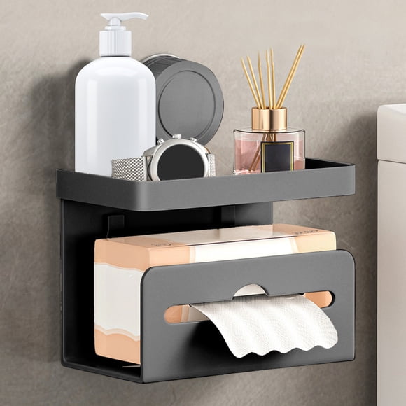 Portarrollos de papel higiénico con ventosa de aleación gris | Dispensador de papel higiénico de pared sin taladro | Adhesivo resistente para baño y cocina | Portarrollos de papel de 20,5 x 17 x 10 cm