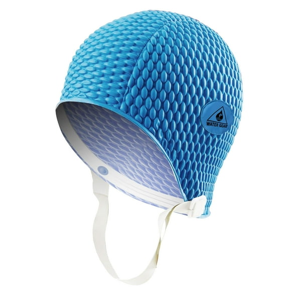 Water Gear Natural Rubber Swim Bubble Cap (Blue, Small)