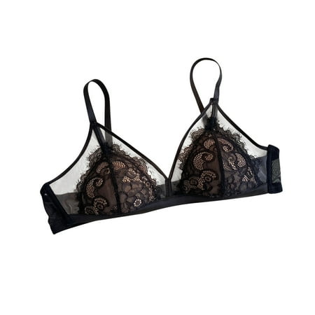 Bralette Bra Women No Underwire Bra Feature V-Neck Balconette Bra Style W-107 Black XL