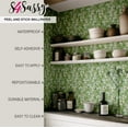 thumbnail image 3 of S4Sassy Peel and Stick Walls Covering, Blossom Bloom Print - Asian Style Wall Mural, Instant Walls Makeover for Bathroom, Laundry Room, Closet Interior- Self-Adhesive Wallpaper Vinyl- Green, 25"x120", 3 of 6