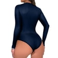 thumbnail image 4 of DYMADE Women V-Neck Lace Sexy Bodysuit Long Sleeve Pespective Top, 4 of 6