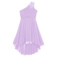 thumbnail image 5 of Rswnyirn Kids One Shoulder Sequin Flower Girl Dress High Low Wedding Bridesmaid Dress Pageant Prom Lavender 16, 5 of 7