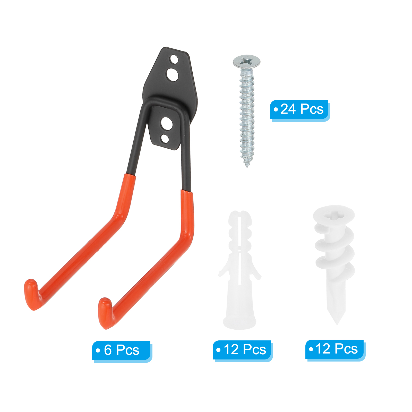 Unique Bargains Heavy Duty Garage Storage Hooks Wall Mount Hanger 2.36"x 5.12"x5.12" Red