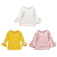 thumbnail image 7 of GYRATEDREAM Unisex Toddler Baby Solid Color Undershirt Boys Girls Wooden Ear Edge Fall Top Kids Long Sleeve Crew Neck Blouses Top for 1-8 Years, 7 of 7