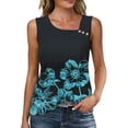 thumbnail image 3 of TaTaai Palace Lock Women Printed Tank Top Hollow Out Sleeveless Irregular Collar Button Breathable Machine Washable No Fading Fashion Casual Daily Wear T-shirt Gift, 3 of 8