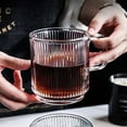 thumbnail image 2 of 2 Premium Glass Coffee Mugs With Handle, Vertical Stripes Glass Coffee Cups, Transparent Tea Cup, 2 of 4