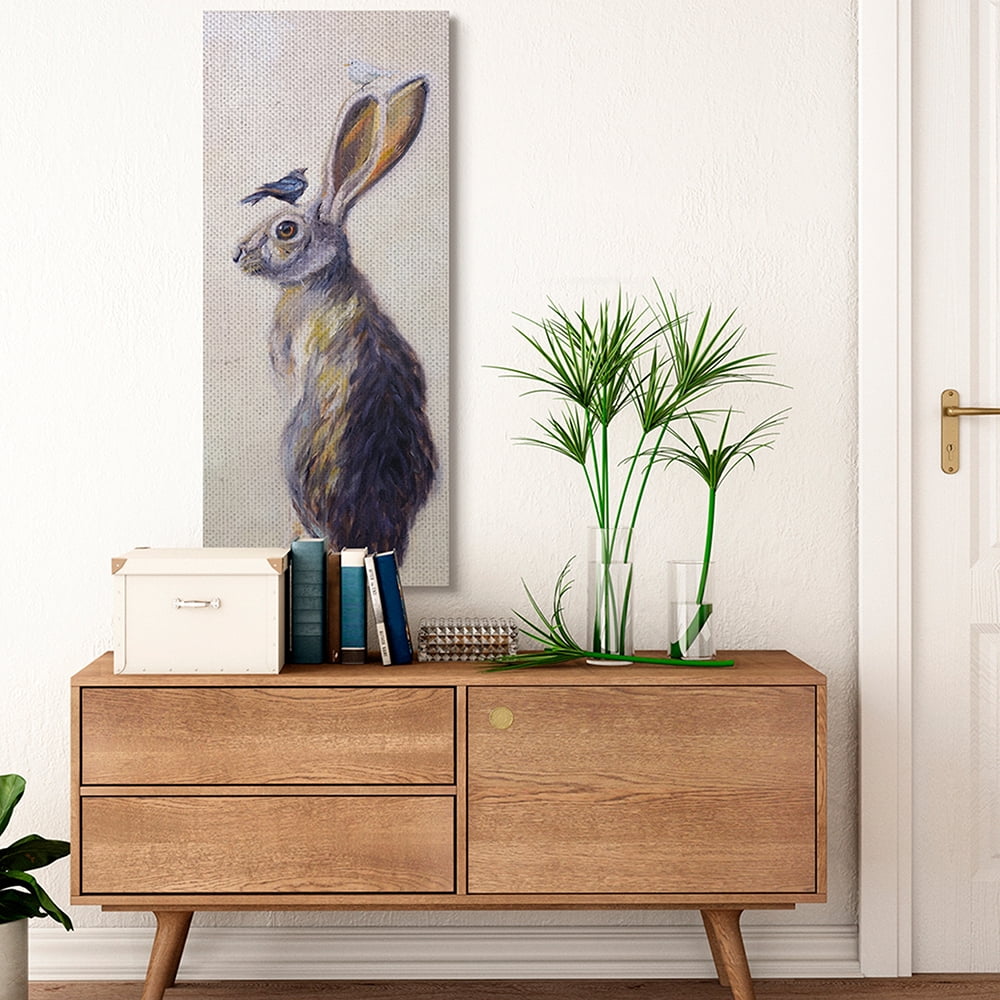 Stupell Industries Minimal Woodland Rabbit with Perched Birds Painting Canvas Wall Art by Karen Weber Fine Art
