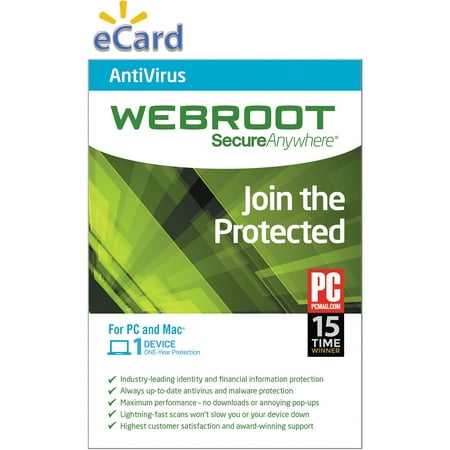 Webroot SecureAnywhere AntiVirus 1U $19.98 (Email Delivery)