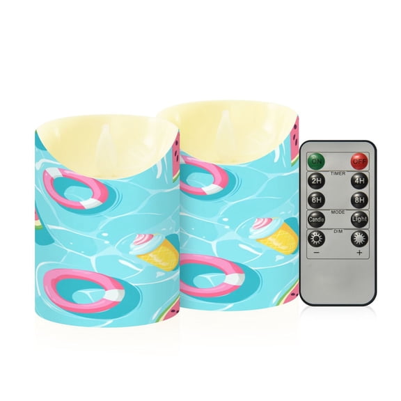 2 PCS Tilted Flameless Candles Flickering LED Lights Battery Operated Candles with Remote Timers for Holiday Decor Cute Pool Background