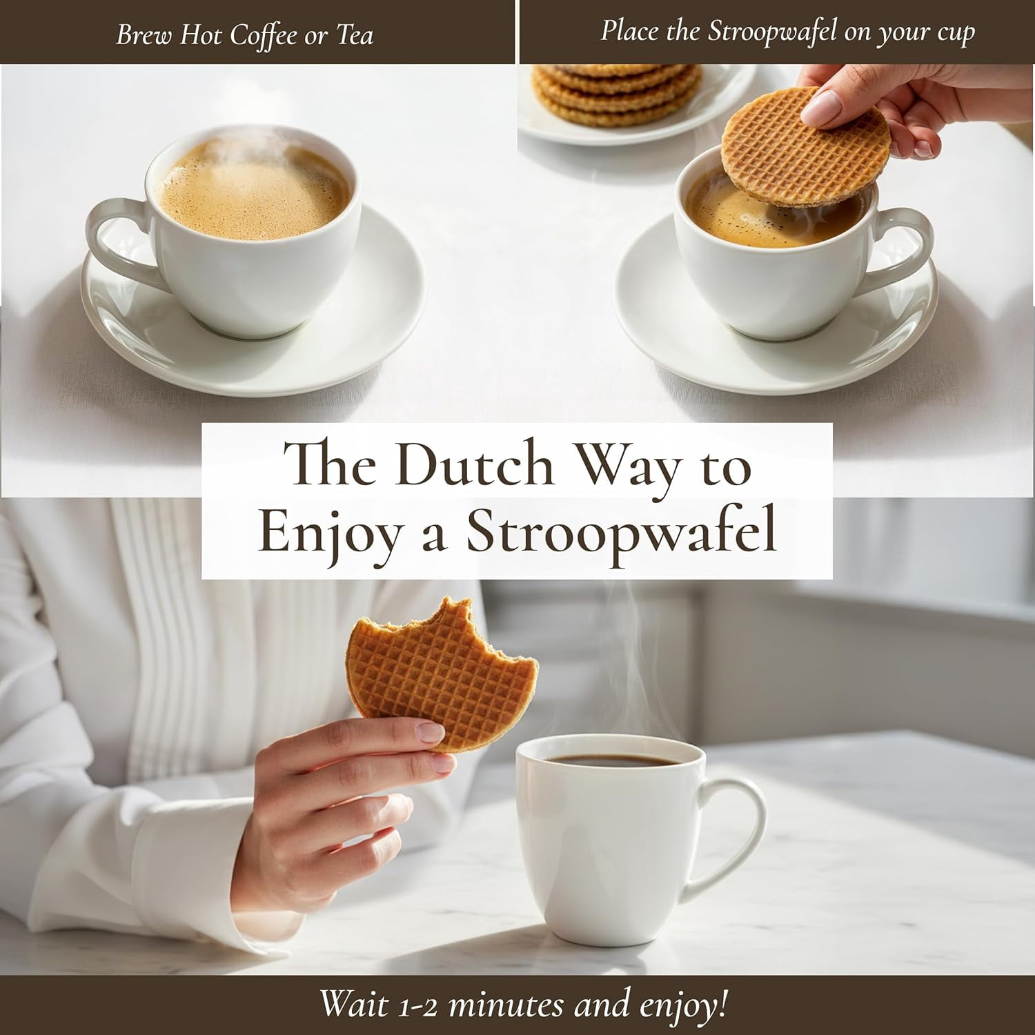 Le Chic Patissier 50 Caramel & Vanilla Stroopwafels Soft Toasted Pack of 5 (11.11oz each) Original Dutch Caramel Waffle Recipe non-GMO perfect snack biscuit