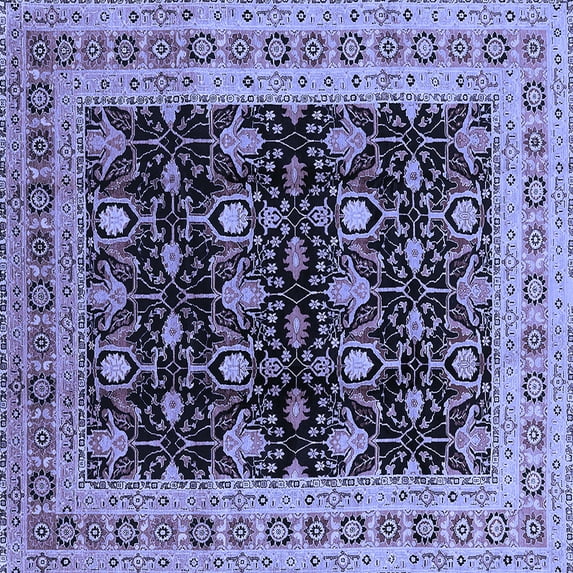Ahgly Company Machine Washable Indoor Square Oriental Blue Traditional Area Rugs, 7' Square