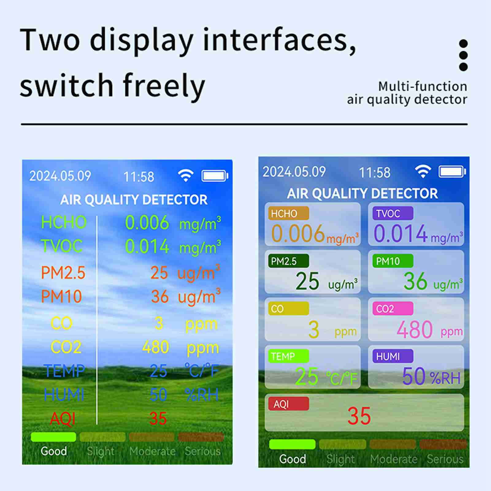 Temperature Multifunctional Air Quality Detector PM2.5 CO CO2 Temperature Humidity Air Quality Monitor
