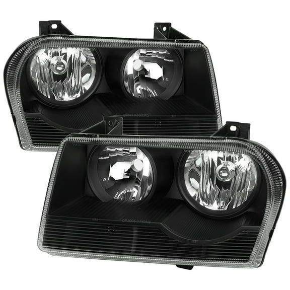 Factory Style Headlights (Chrome Housing/Clear Lens) Made for and Compatible with 2005-2010 Chrysler 300