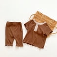 thumbnail image 2 of Sngxgn Toddler Baby Boy Clothes Long Sleeve Crewneck T-Shirt Top + Solid Pants Set Fall Outfits(Brown,73), 2 of 7