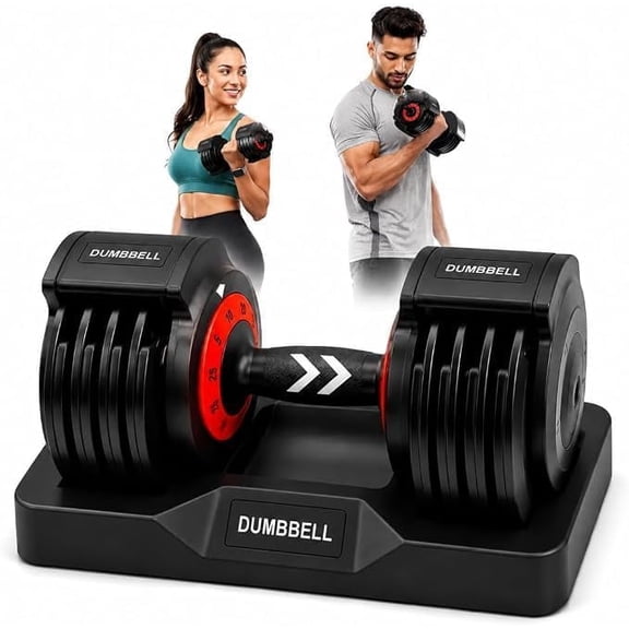 Bowhill Single Adjustable Dumbbell (12kg / 26.5lbs) – Premium Quick-change Weight Set With Base, Space-saving Smart Dial System for Home Gym, Full Body Strength Training for Men & Women