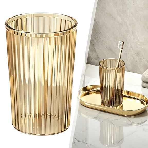 Toothbrush Cup Holder, Unbreakable Cup, Multi-Purpose Mouthwash Tumbler, Family Bathroom Tumbler, Travel & Camping Plastic Tumbler, PET Bathroom Cup, Portable Toothbrush Holder Cup,Gold