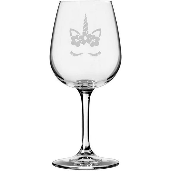 Unicorn Face 12.75oz Laser Etched Wine Glass