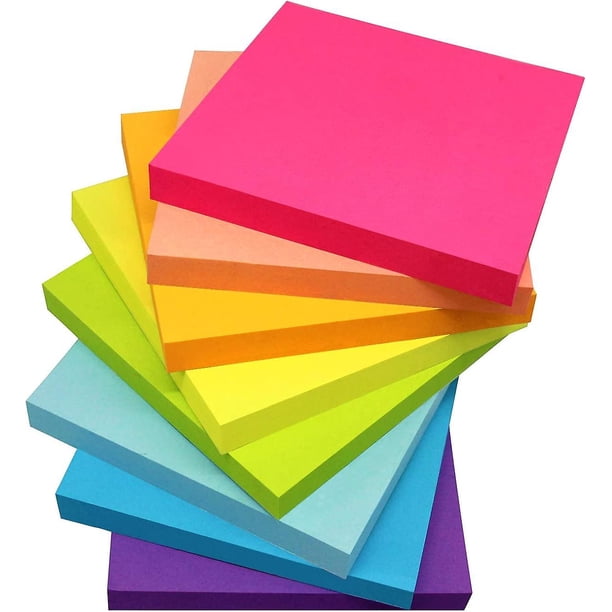 8 unidades de notas adhesivas 3x3 pulgadas, almohadillas autoadhesivas de colores brillantes, fáciles de publicar compatibles con el hogar, la oficina y el cuaderno Afortunado Sencillez