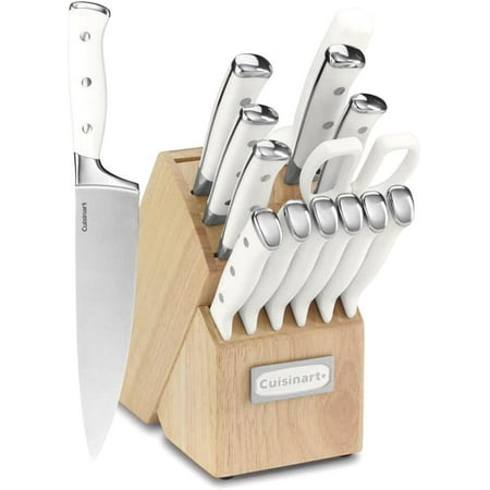 

luxury Cuisinart C77WTR-15P Classic Forged Triple Rivet 15-Piece Knife Set with Block Superior High-Carbon Stainless Steel Blades for Precision and Accuracy White