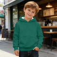 thumbnail image 3 of Ticikt Hooded Sweatshirt for Kids with Drawstring Soft Gym Hoodie for Girls and Boys Comfortable Everyday Wear,Color:Dark Green, 3 of 6