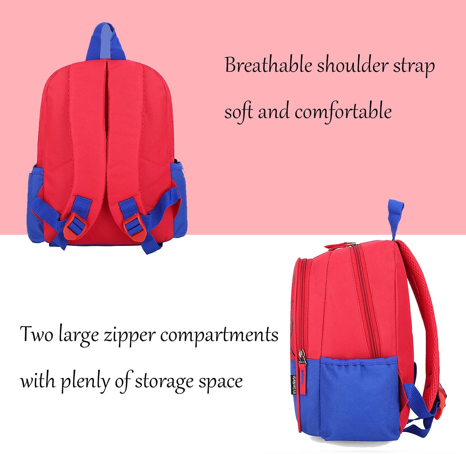 Tesefe Age 3-6 Unisex Spider Man School Backpack, Red Black