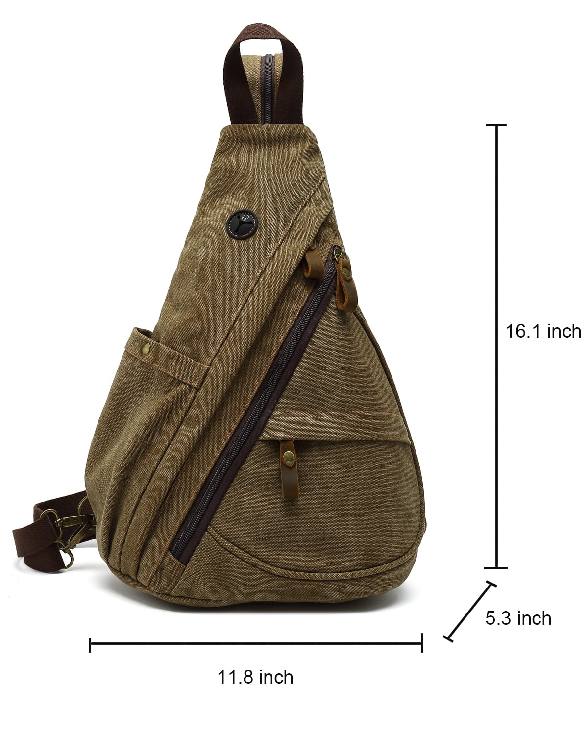 Egoelife Sling Bag Backpack Crossbody Shoulder Chest Bag for Men Women Vintage Canvas Daypack Multipurpose - Coffee