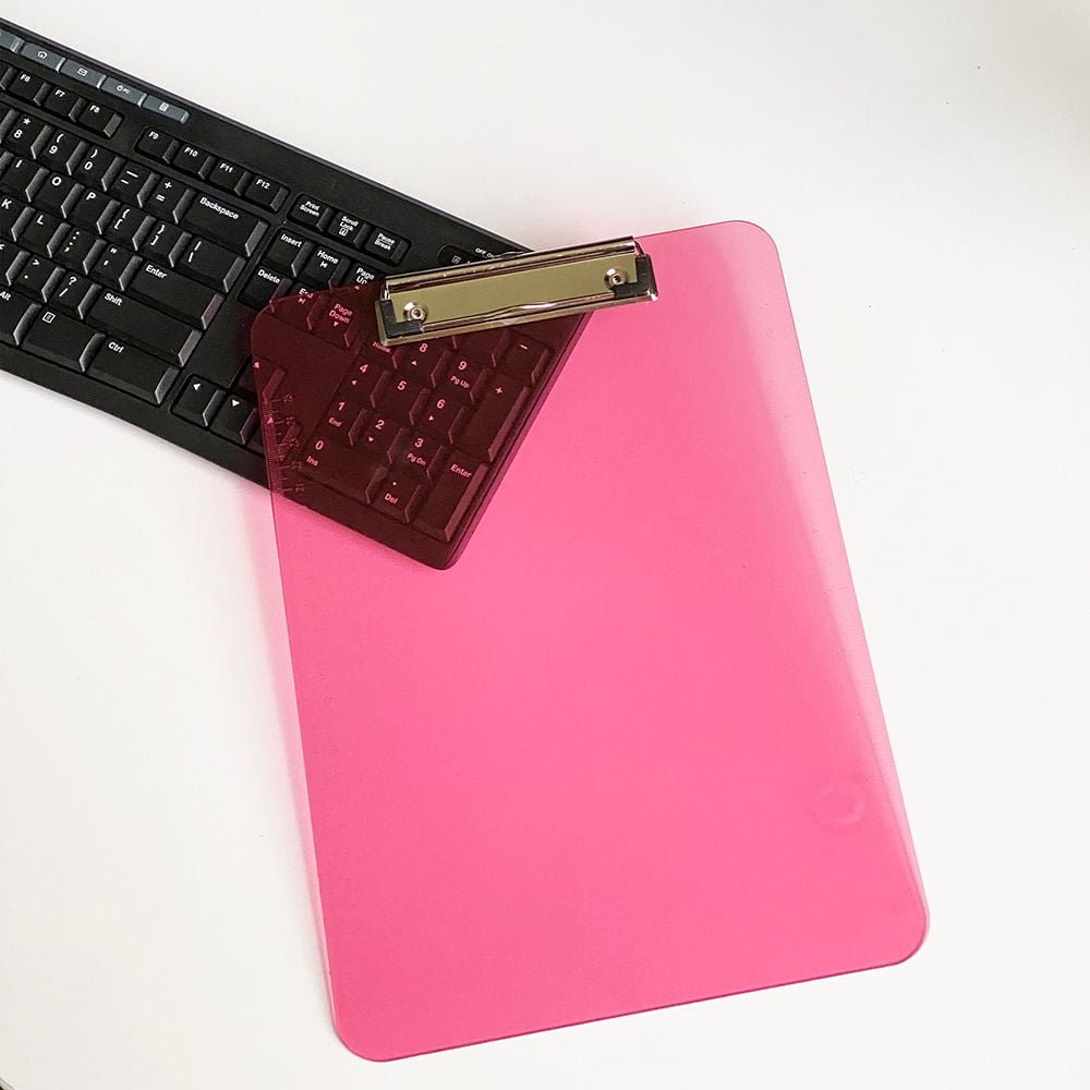 JAM Paper Plastic Clip Boards, Pink Clipboards, 12/Pack, 9 x 12.5
