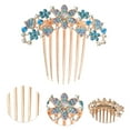 thumbnail image 3 of Unique Bargains 1 Pc Women's Floral Rhinestones Side Comb for Parties Blue Alloy, 3 of 4