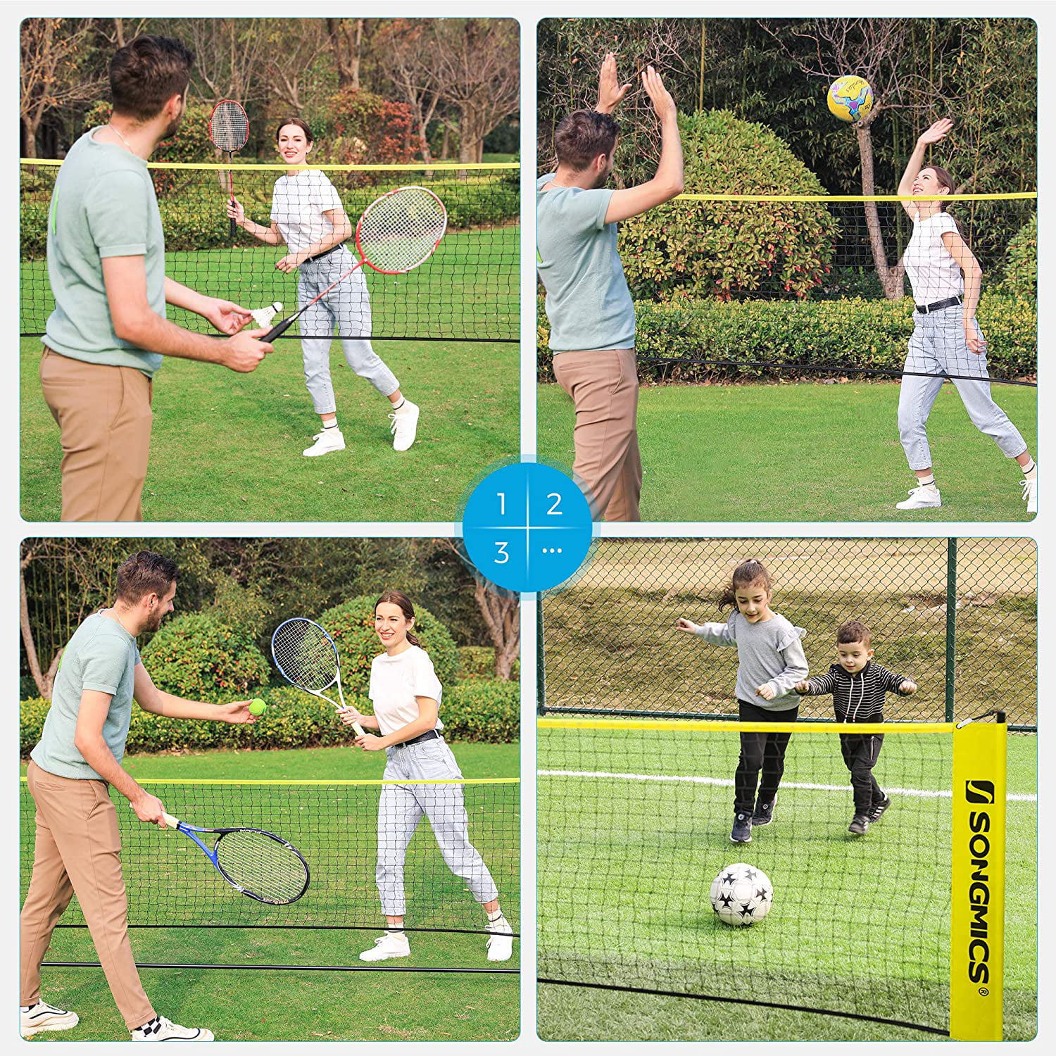 Lkeitwell Portable Badminton Net Set Beach Indoor or Outdoor Courts Easy Setup Nylon Sports Net with Poles Driveway Tennis Football Tennis Net Kids Volleyball 