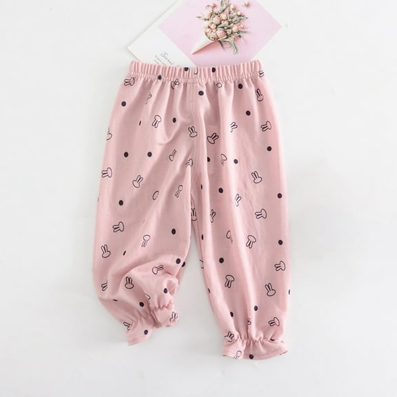 piuwrlz Kid and Toddler Boy Jogger Pant Printed Anti-Mosquito Cotton Children's Pants Pink Size 3-4 Years