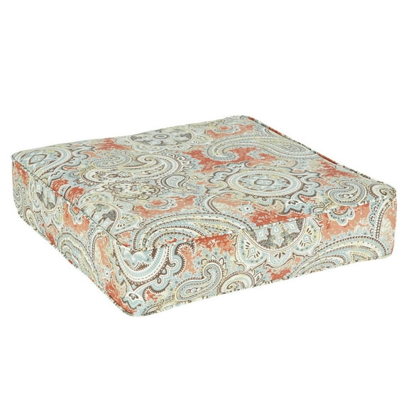 Sorra Home Coral Aqua Paisley Indoor/Outdoor Deep Seating Cushion, Corded