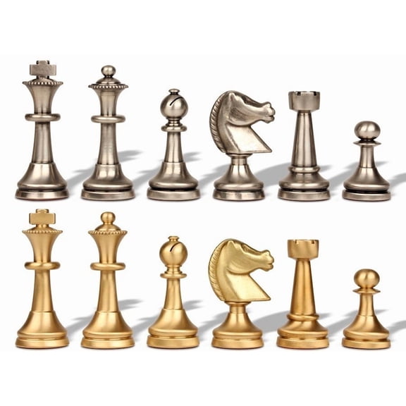 Traditional Staunton Solid Brass Chess Set by Italfama