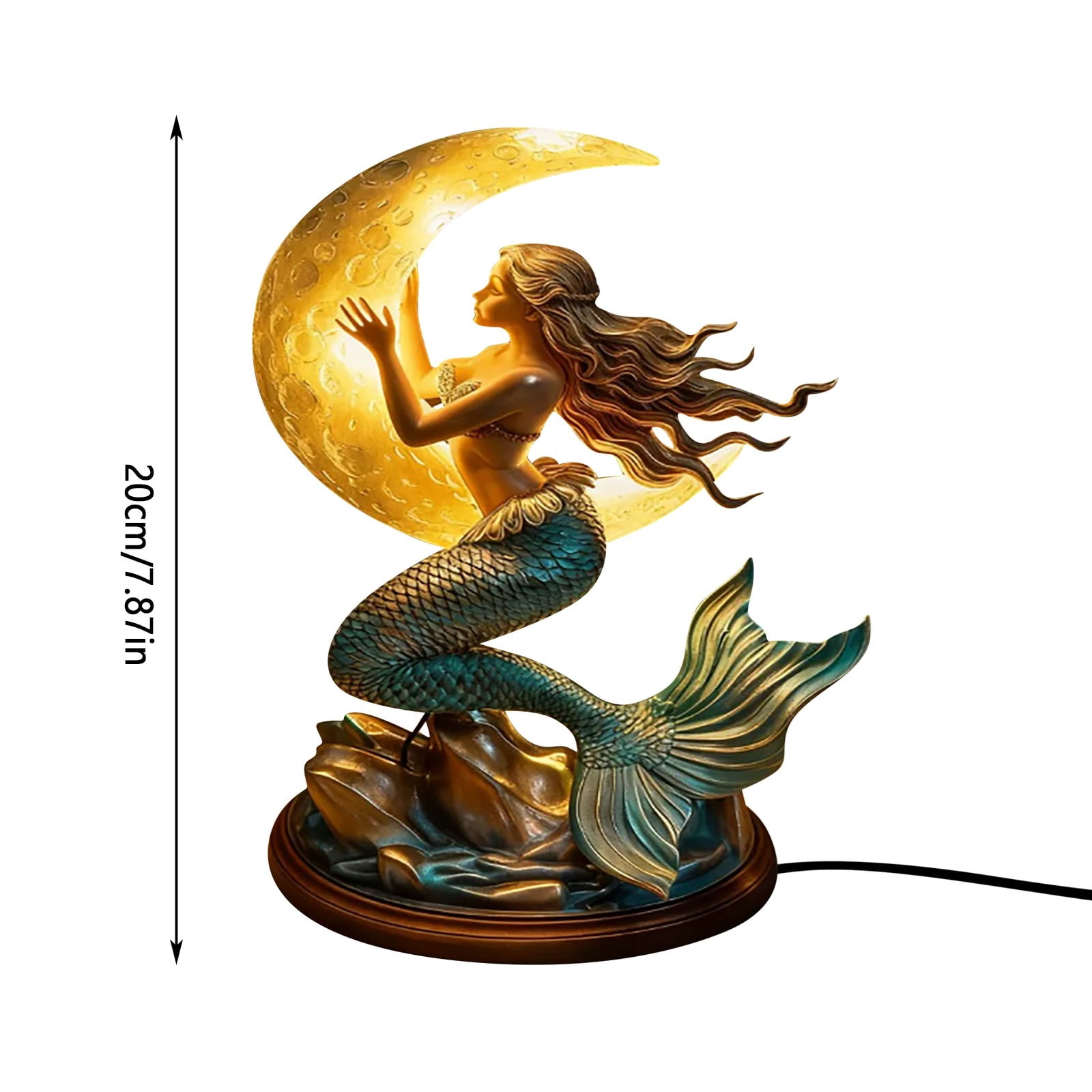 Moonlight Mermaid Night Light 8 Inch Vintage Base Design Night Light Bedroom Night Light with Mermaids Lamp for Bedroom Hotel Restaurant Decorative
