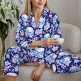 thumbnail image 6 of Yiaed crystal Skull flower leaf Print Pajamas Women's Long Sleeve Sleepwear Soft Button Down Loungewear Pjs Lounge Set Nightwear Womens Pajama Pants-Medium, 6 of 7