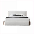 thumbnail image 6 of Queen Size Rubber Wood Platform Bed Frame - White Boucle & Walnut Finish, No Box Spring Needed for Master Bedroom, 6 of 14