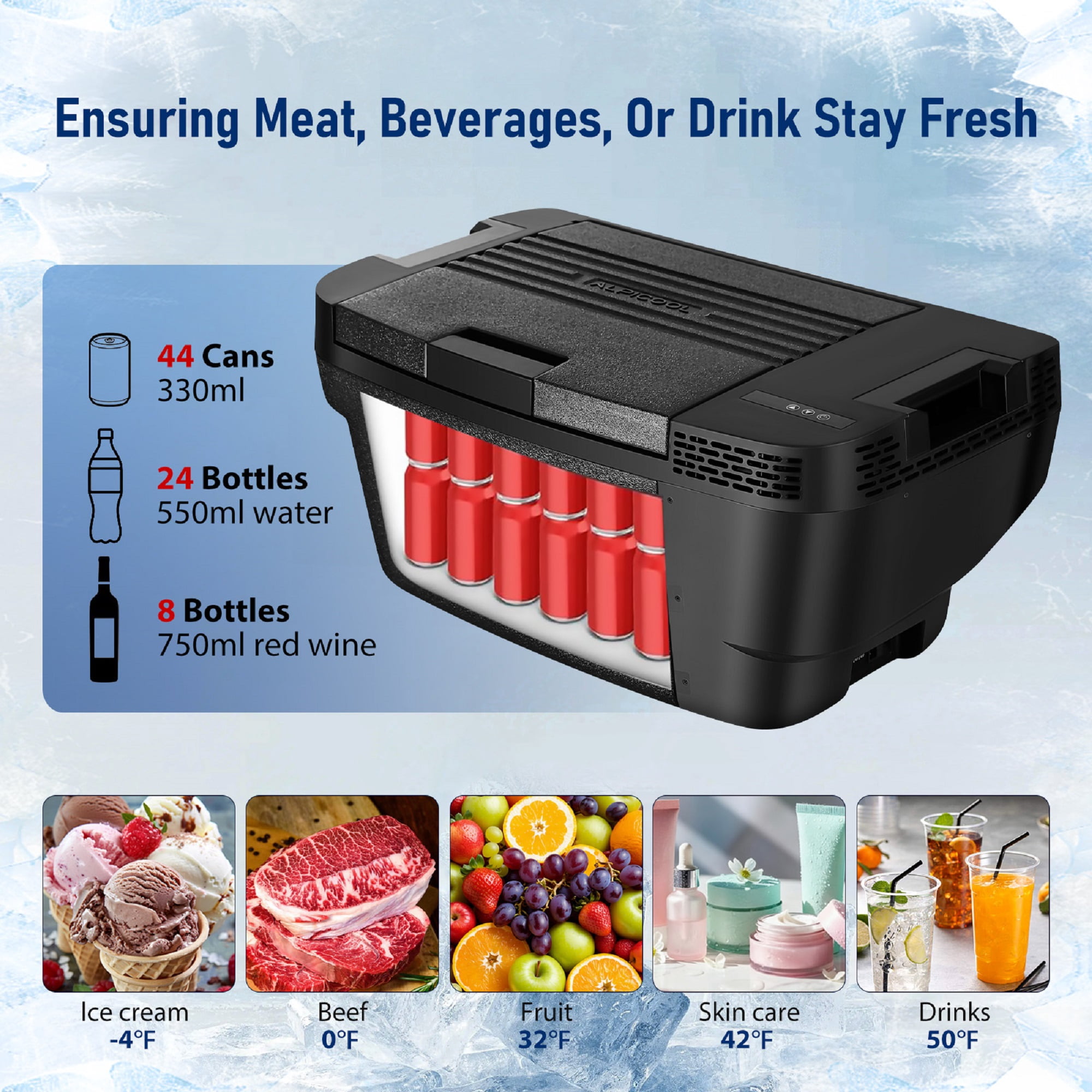 Car Refrigerator Compatible for Tesla Model Y - Ultra Quiet - 4℉~68℉ Car Freezer 35L - Energy Efficient Trunk Fridge for Camping Road Trips Home Use