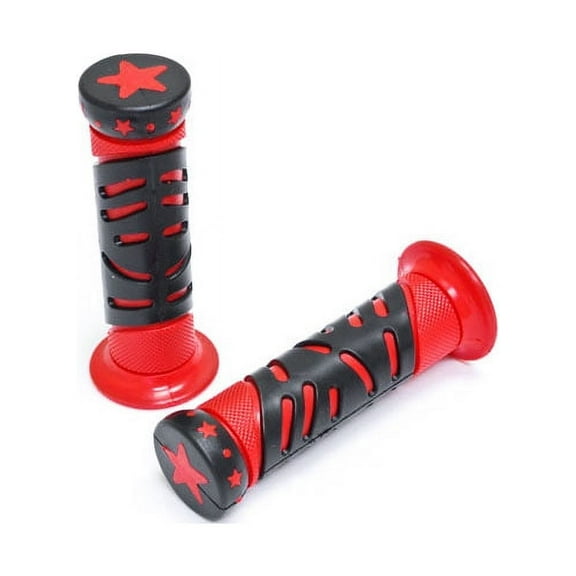 Krator ATV / PWC Gel Racing Hand Grips Red Rubber Star Compatible with Yamaha Raptor
