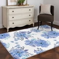 thumbnail image 3 of Blue Watercolor Floral Area Rugs 3'x5', Washable Small Throw Rugs for Living Room Bedroom, Spring Flower Abstract Art Indoor Outdoor Rug Non-Slip Low Pile Carpet Runner Reversible Floor Mats, 3 of 8
